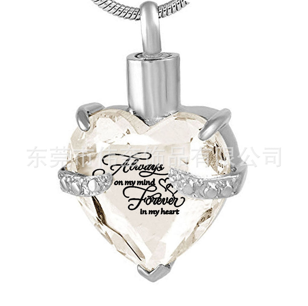 Wholesale Love Glass Bone Ash Commemorative Titanium Steel Necklace