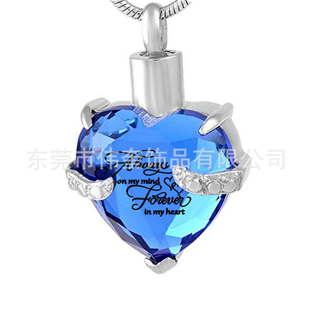 Wholesale Love Glass Bone Ash Commemorative Titanium Steel Necklace