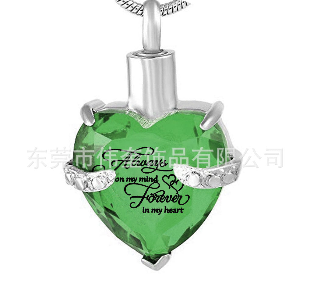 Wholesale Love Glass Bone Ash Commemorative Titanium Steel Necklace