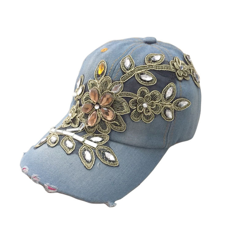 Wholesale Hot Diamond Rose Flower Sun Visor Sports Hip-Hop Baseball Cap