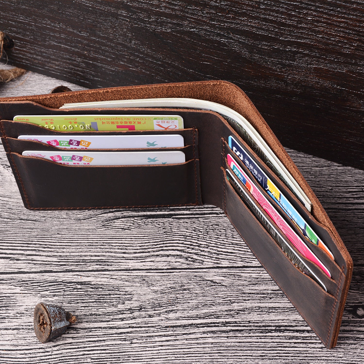 Wholesale Multi-card Slot Retro Simple Top Layer Cowhide Wallet