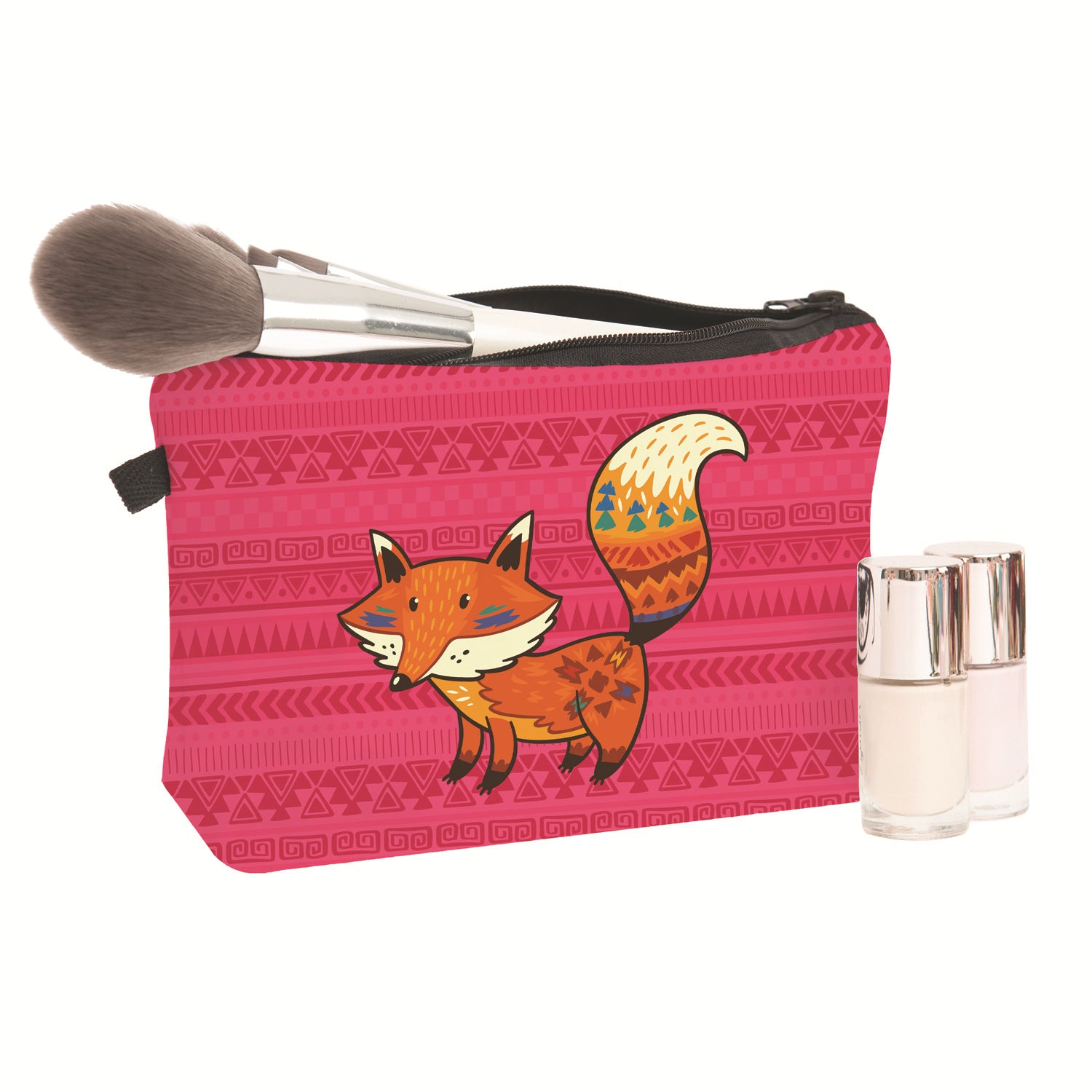 Bolsa cosmética de patrón azteca de caricatura de poliéster de poliéster al por mayor