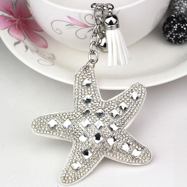Wholesale Velvet Glass Diamond Starfish Keychains