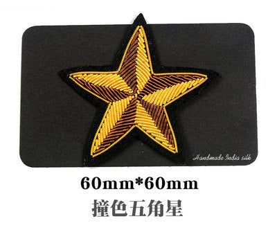 Wholesale DIY Hand Embroidered Indian Silk Cloth Badge Epaulettes Star Hat Clothes Decoration