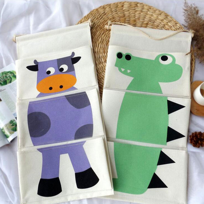 Wholesale Cotton and Linen Cartoon Animal Storage Hanging Bags