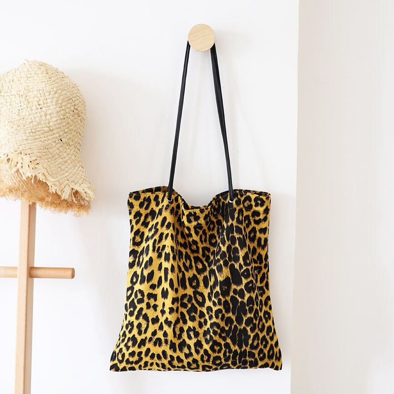 Wholesale Simple Leopard Print Canvas Shoulder Bag
