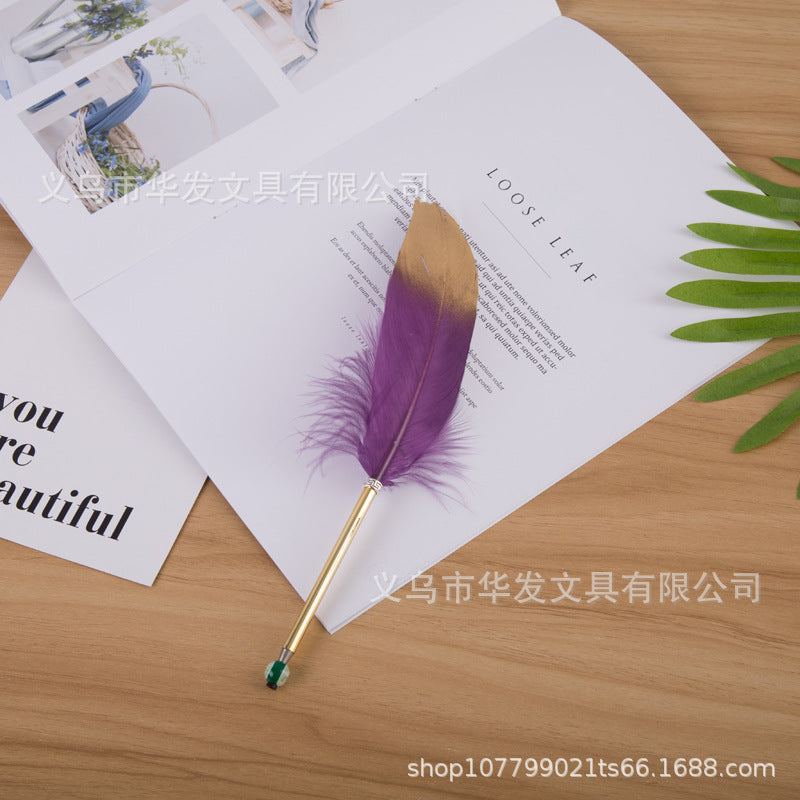 Wholesale Candy Color Quill Pen Ballpoint Pen Feather Gel Pen