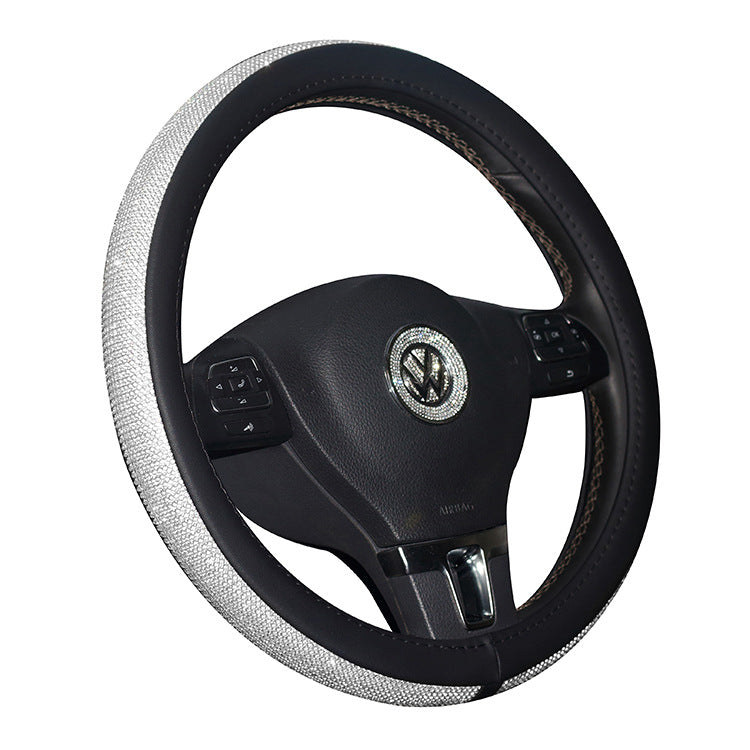 Wholesale Microfiber Leather Fashionable Diamond Steering Wheel Cover