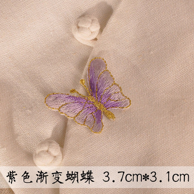 Wholesale Trendy Purple Butterfly Embroidered Patch Small Iron On Adhesive DIY Hat Decoration Resale Accessory