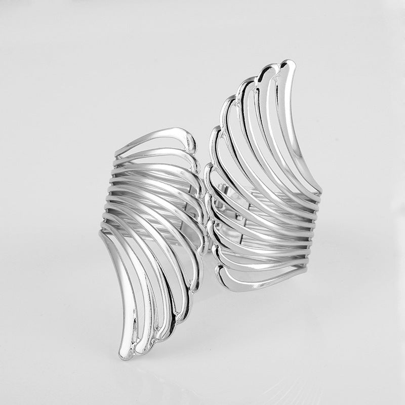 Wholesale Fashion Wings Metal Feather Exaggerated Bracelet