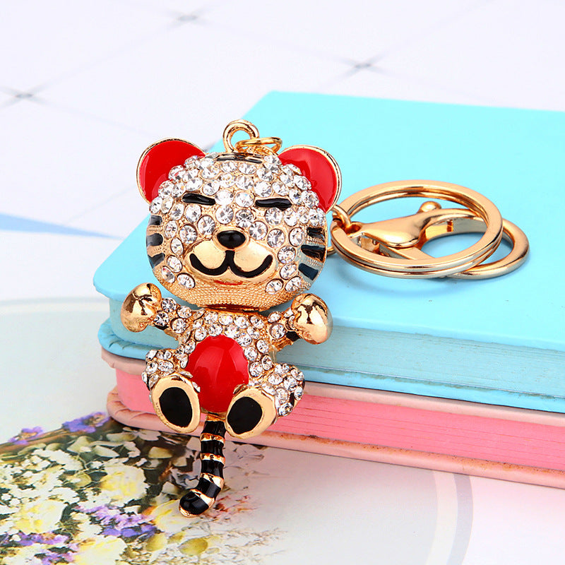 Wholesale Chic Metal Lucky Sheep Keychain Rhinestone Car Key Accessory Bag Charm Gift