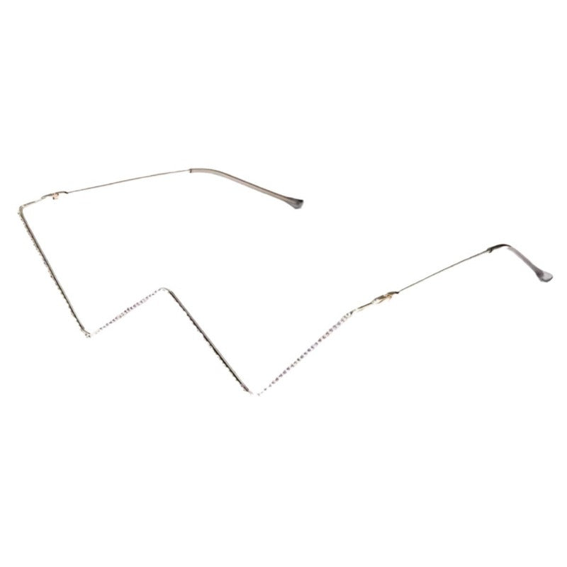 Wholesale Diamond Half Frame Street Shot V-shaped Decorative W-shaped Sunglasses