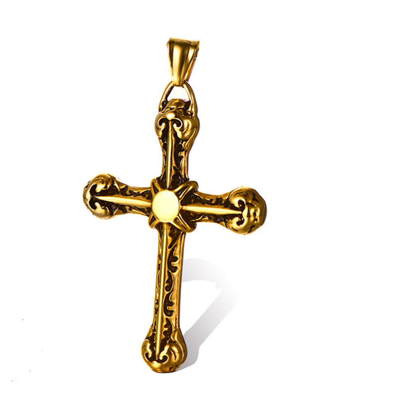 Wholesale Titanium Steel Gold and Silver Cross Necklace