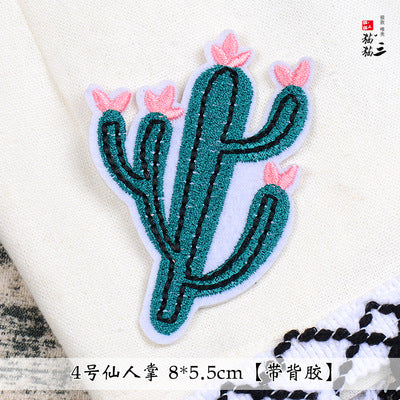 Wholesale DIY Embroidery Patches Cactus Clothes Hats Adhesive Accessories