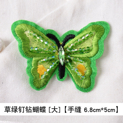 Wholesale 3pcs/pack Handmade Diamond Embroidery Patch Butterfly Hat Clothing Decoration FS