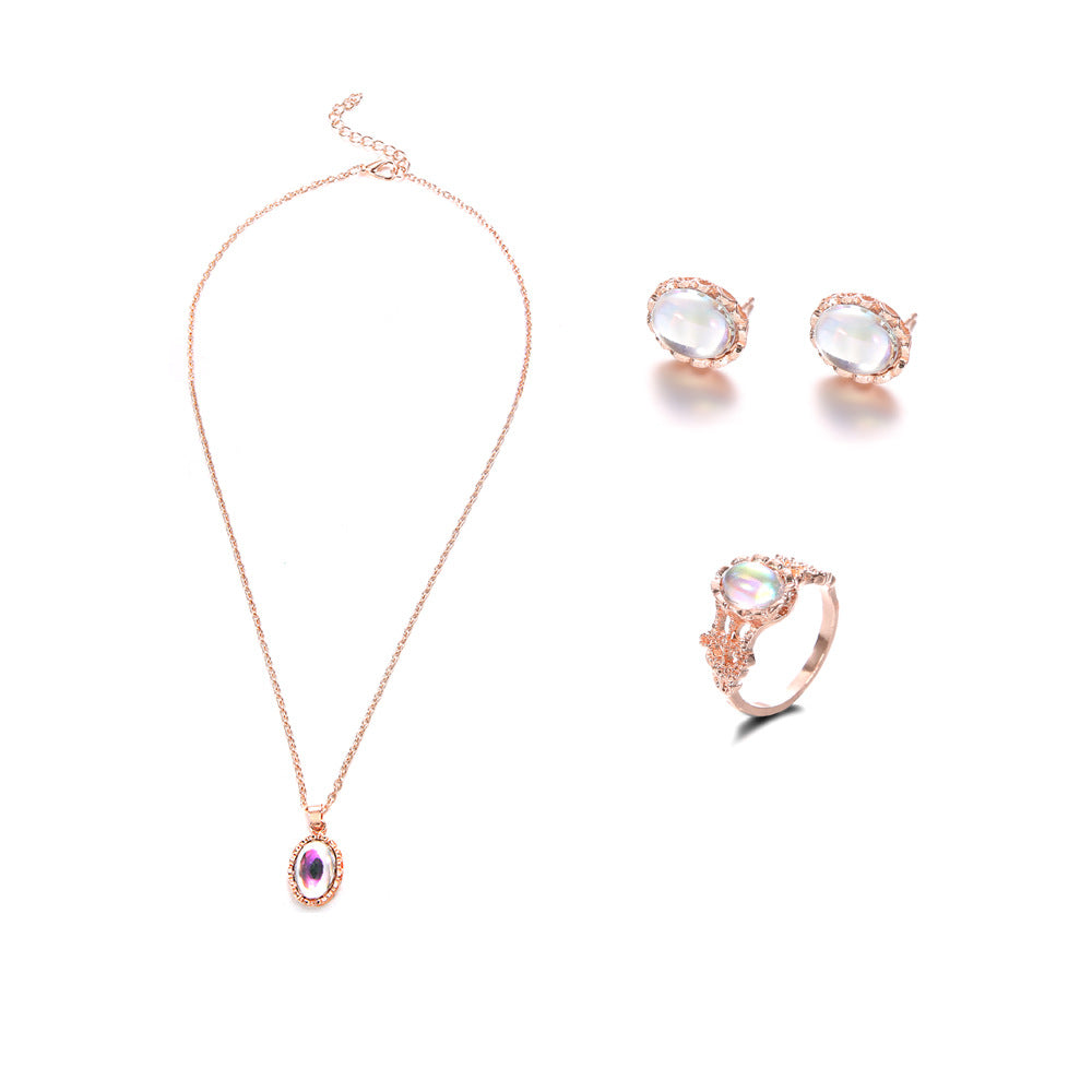 Wholesale Alloy Gem Necklace,  Earrings,  and Ring Set