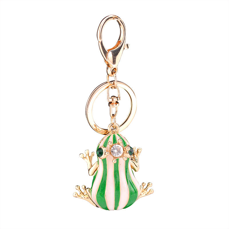 Wholesale Diamond Crown Frog Bag Hanging Metal Keychain
