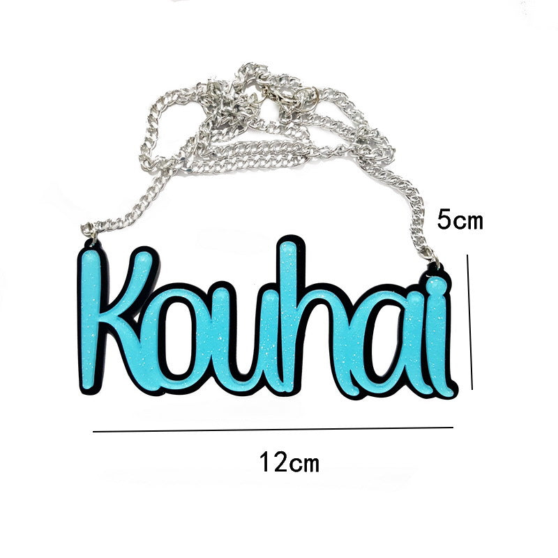 Wholesale  dark black letter necklace