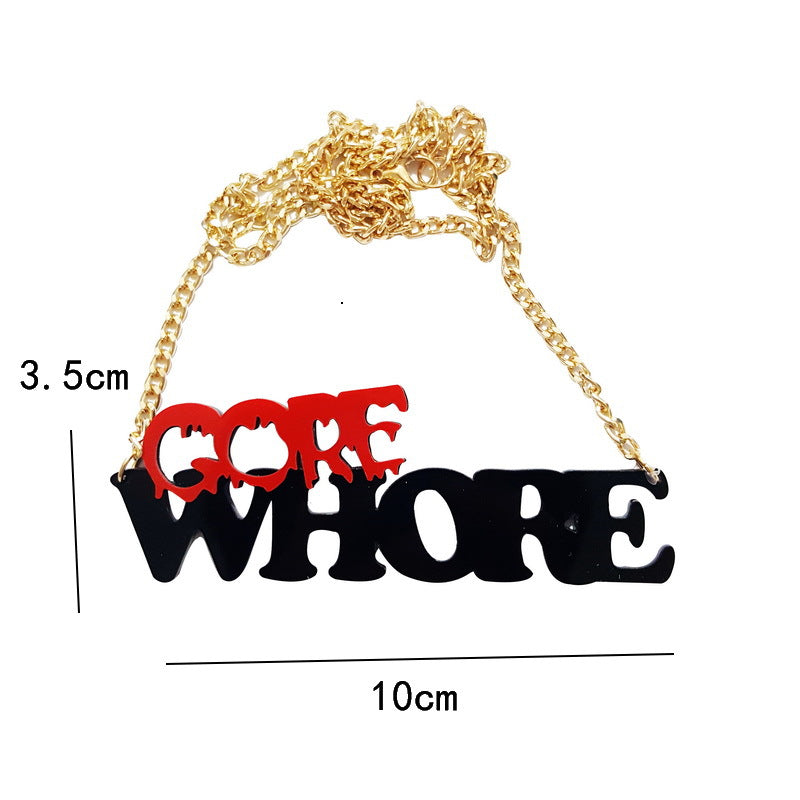 Wholesale  dark black letter necklace