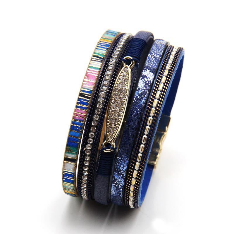Wholesale Vintage Multi-layer Woven Bohemian Ethnic Style Magnetic Clasp Bracelet