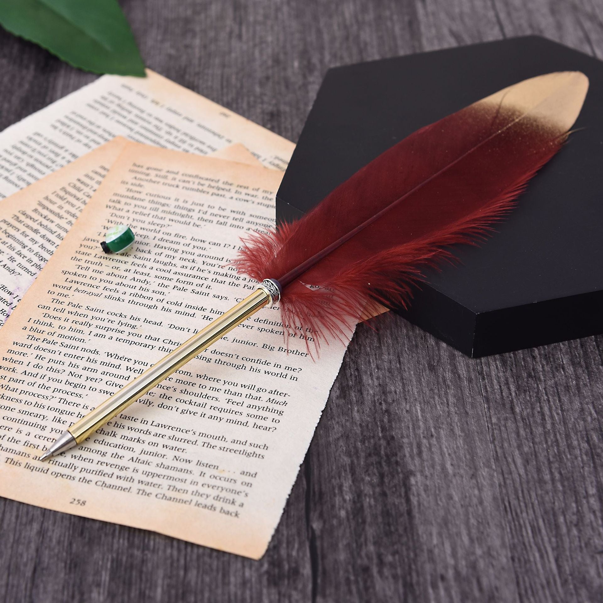 Wholesale Gold Spray Feather Pen Ballpoint Pen Feather Gel Pen