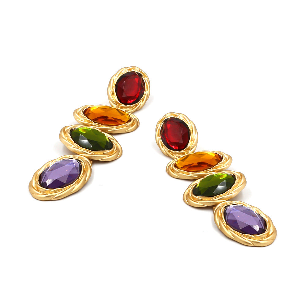 Wholesale Vintage Geometric Glass Crystal Earrings