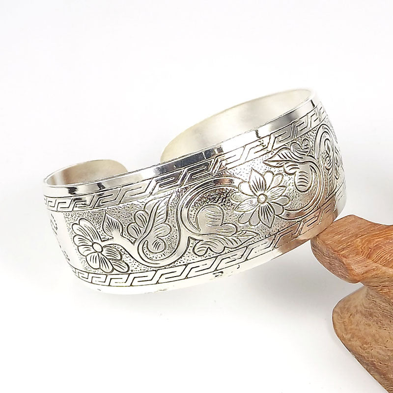 Wholesale Retro Ethnic Style Peony Wide Bracelet