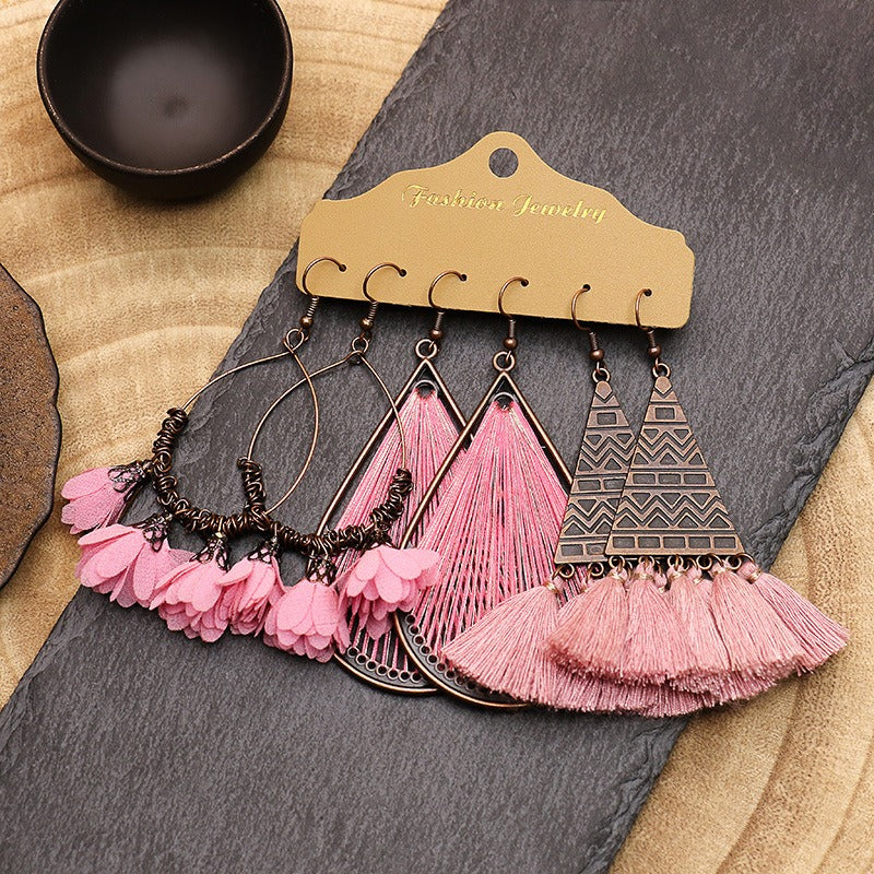 Wholesale Multi-piece Set Boho Tassel Flower Earrings