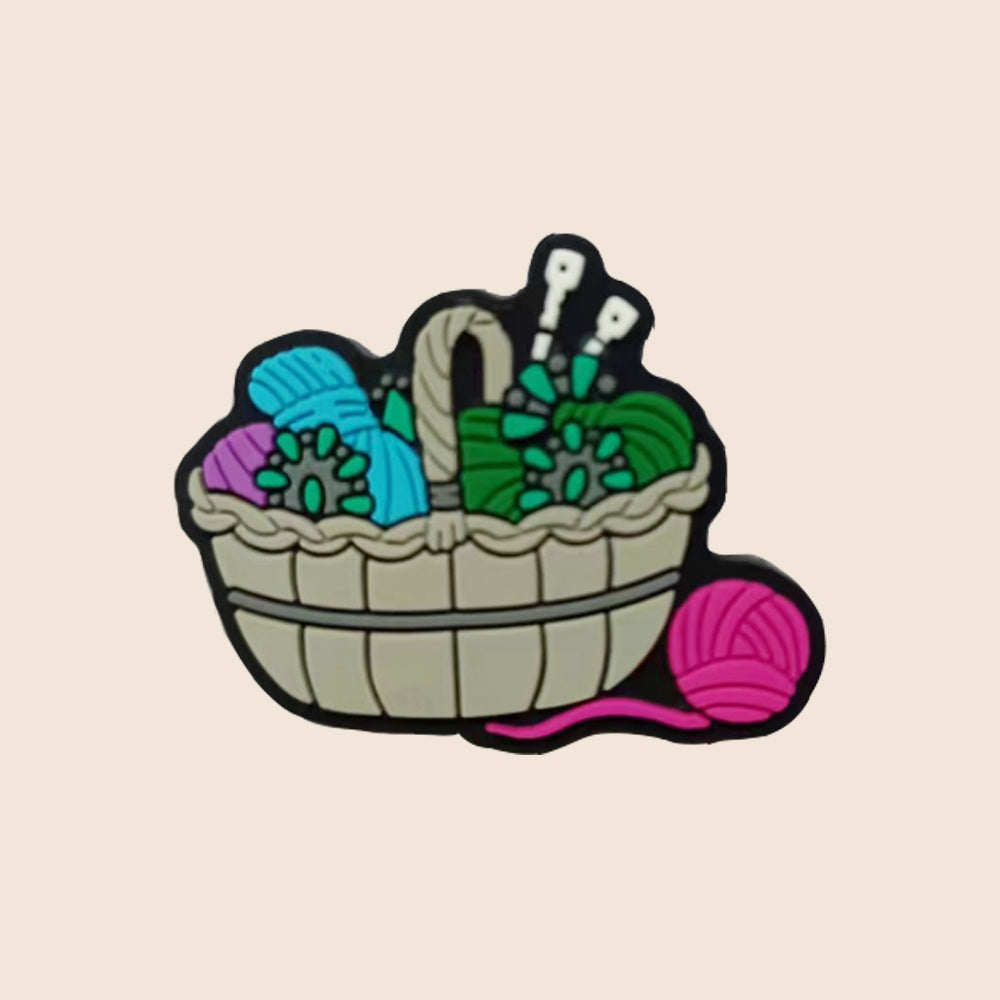 Wholesale 10pcs Basket Yarn Ball Pattern Silicone Beads