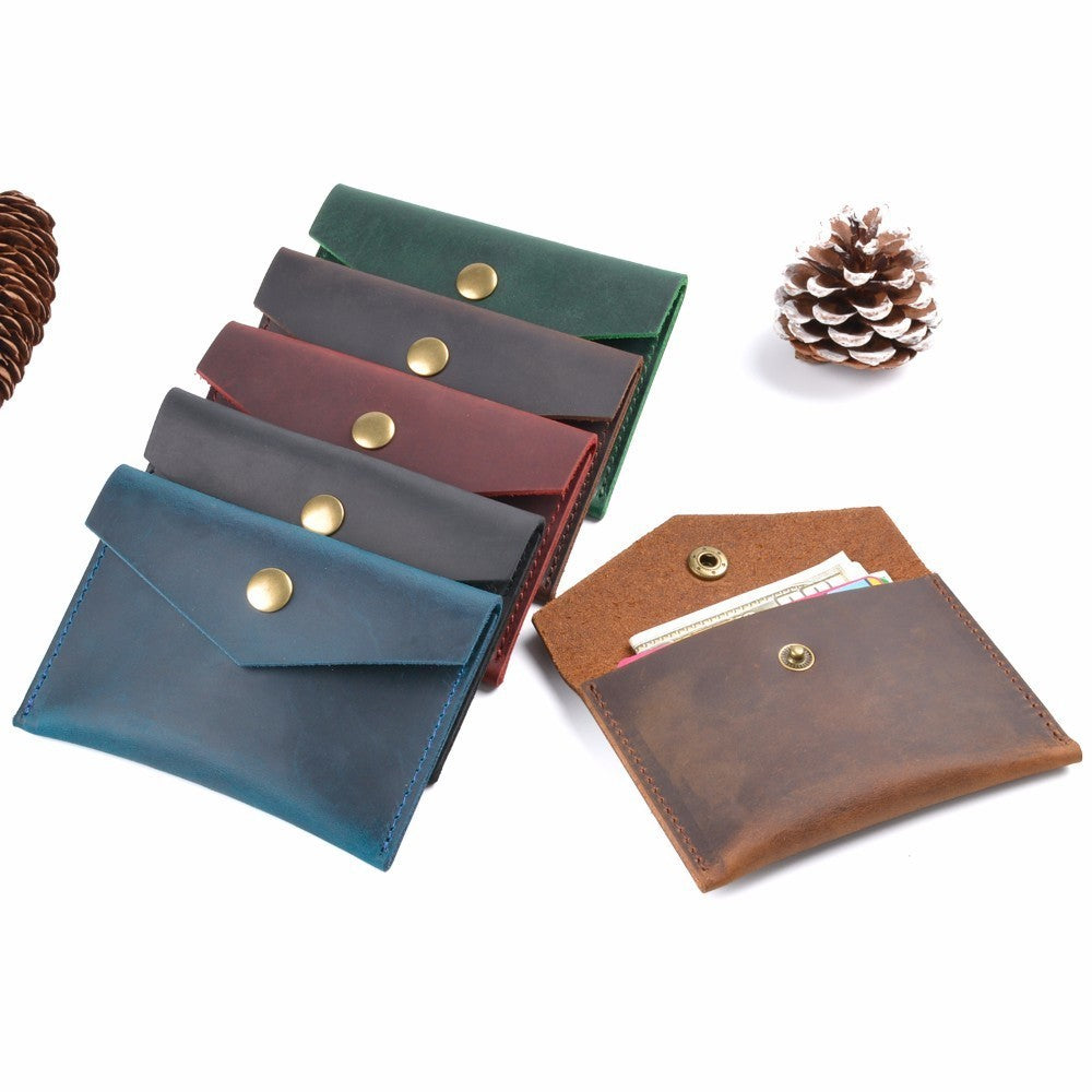 Wholesale Leather Business Card Bag Crazy Horse Leather Deducted Pockets