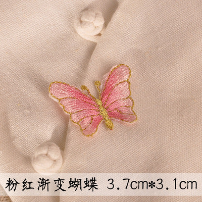 Wholesale Trendy Purple Butterfly Embroidered Patch Small Iron On Adhesive DIY Hat Decoration Resale Accessory