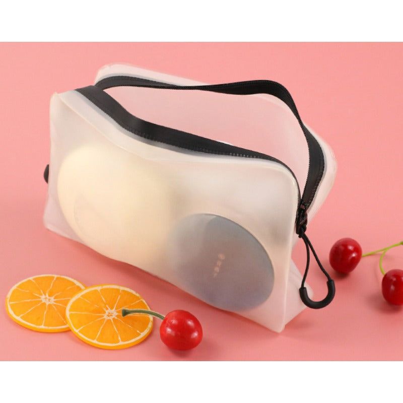 Wholesale Frosted Transparent TPU Double Zipper Large Capacity Cosmetic Bags