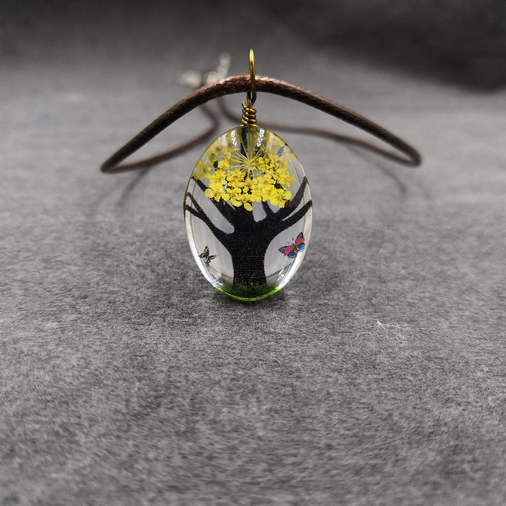 Wholesale Chic DIY Dried Flower Pendant Necklace Crystal Organic Glass Jewelry Accessory For Gift And Resale