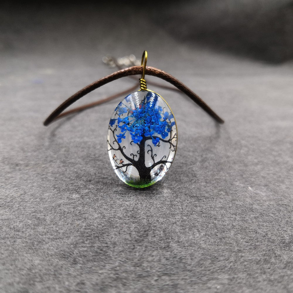 Wholesale Chic DIY Dried Flower Pendant Necklace Crystal Organic Glass Jewelry Accessory For Gift And Resale