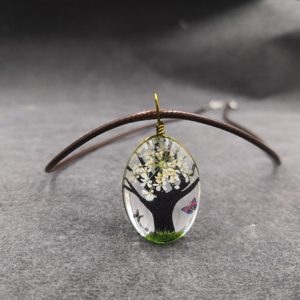 Wholesale Chic DIY Dried Flower Pendant Necklace Crystal Organic Glass Jewelry Accessory For Gift And Resale