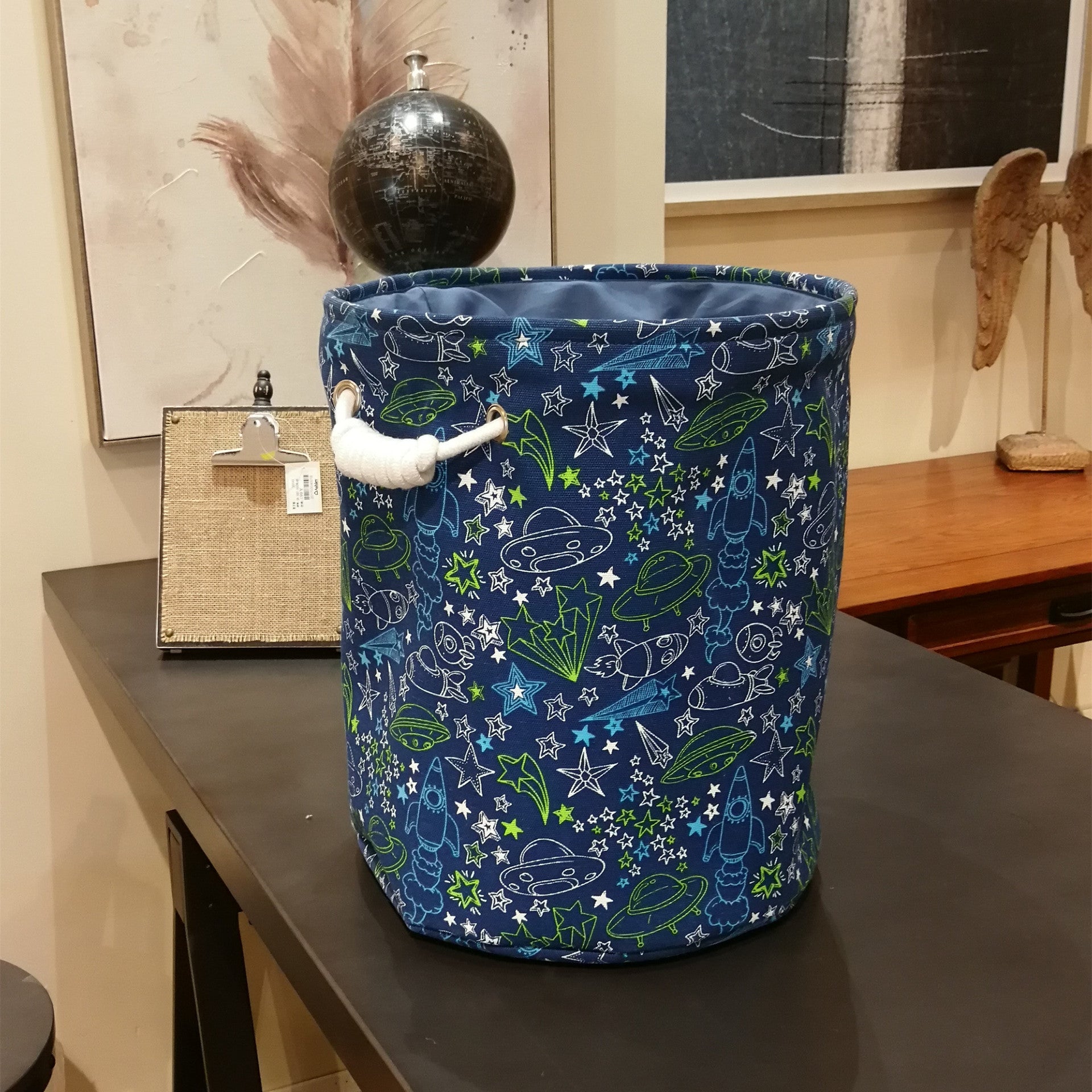 Wholesale Canvas Spaceship Star Moon Series Toy Storage Bucket