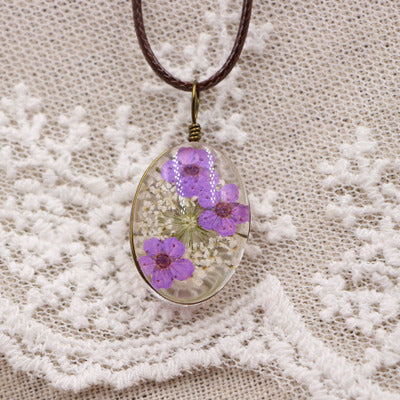 Wholesale Chic DIY Dried Flower Pendant Necklace Crystal Organic Glass Jewelry Accessory For Gift And Resale