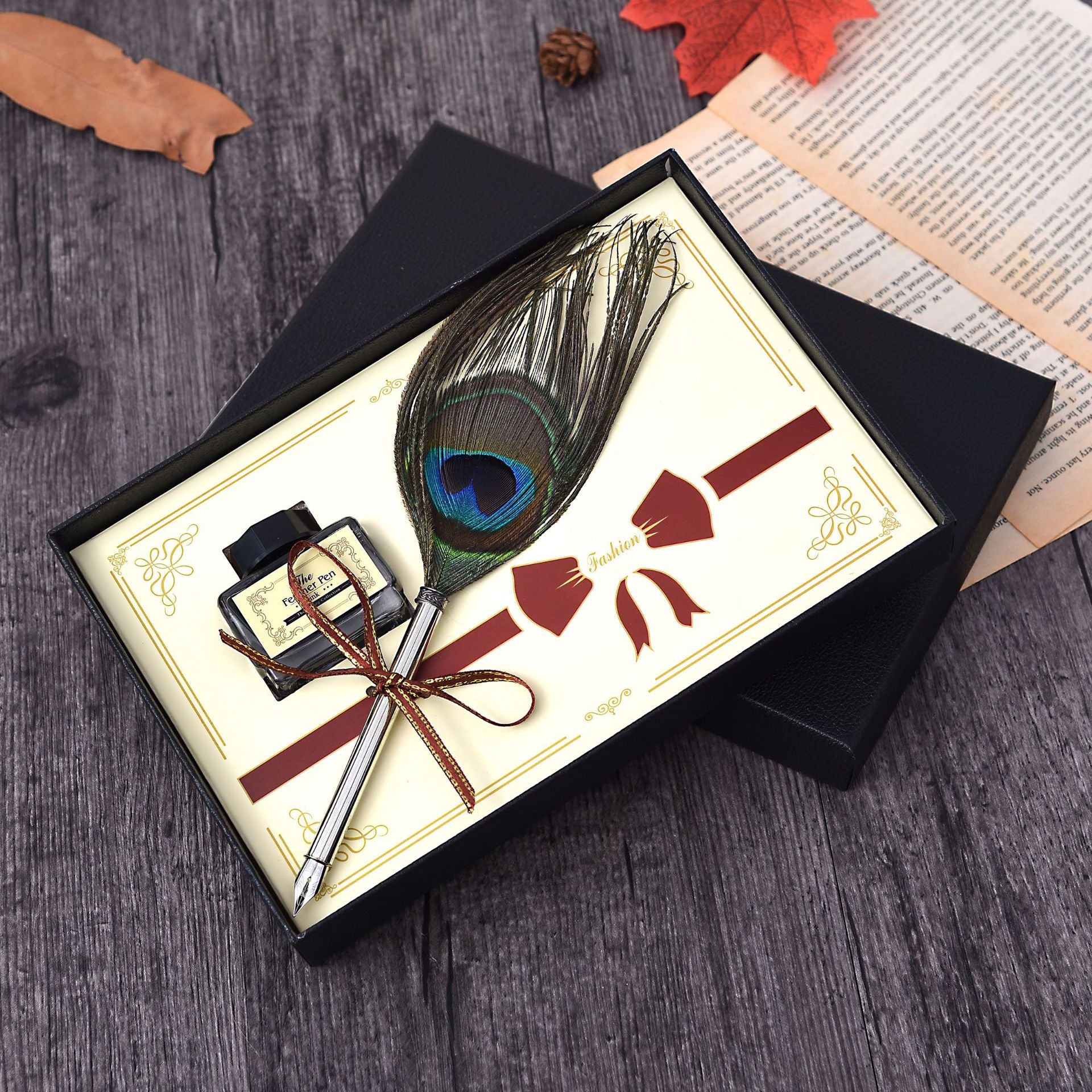 Wholesale Vintage Peacock Feather Fountain Pen Dip Pen Set Gift
