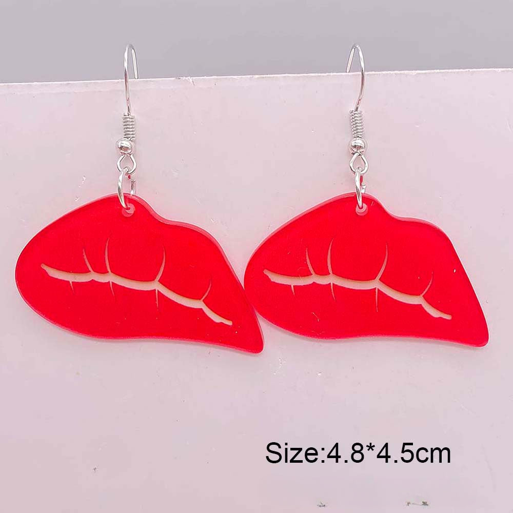 Wholesale Valentine's Day Red Heart Sweet Fun Red Lip Acrylic Earrings