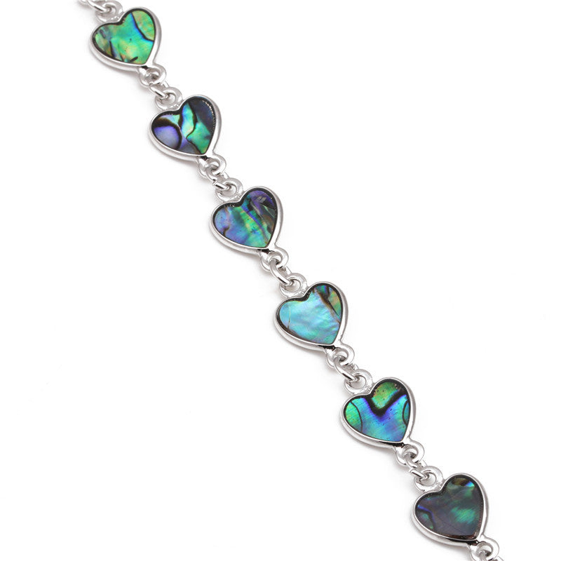 Wholesale Rainbow Abalone Shell Bracelet Heart shaped Love Bracelet