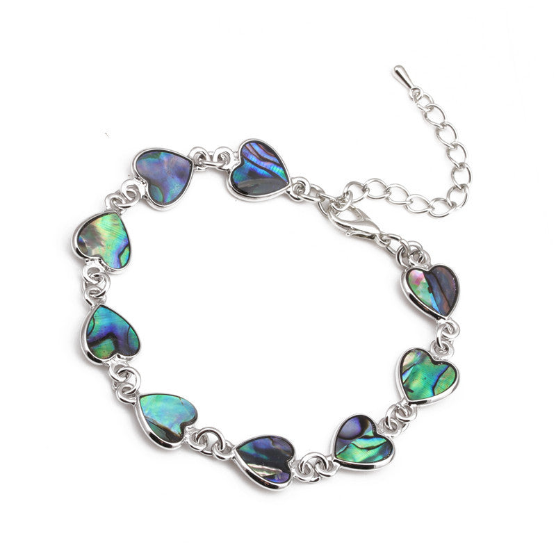 Wholesale Rainbow Abalone Shell Bracelet Heart shaped Love Bracelet