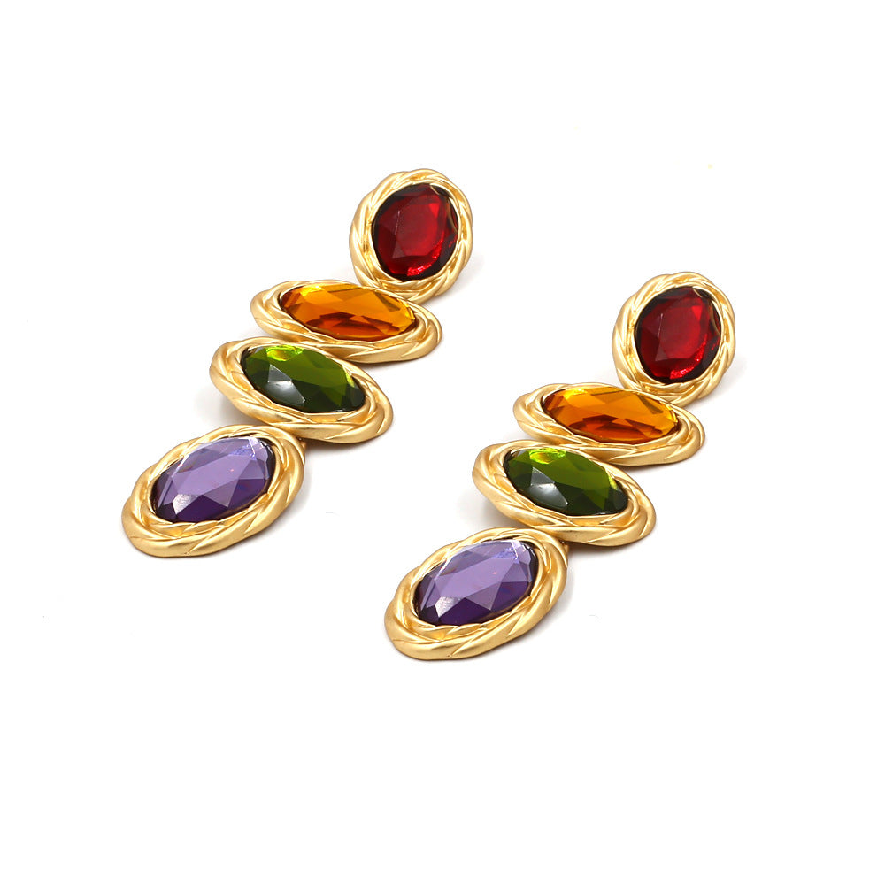 Wholesale Vintage Geometric Glass Crystal Earrings