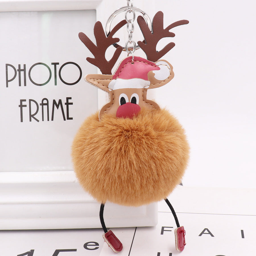 Wholesale Winter Christmas Deer Hairball Cute Elk Plush Keychains