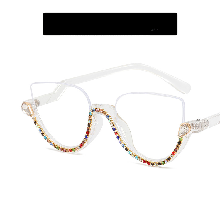 Wholesale PC Anti-blue Half Frame Diamond Flat Mirror