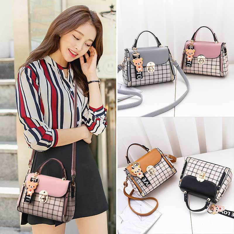 Wholesale Women's Fashion Girl One-shoulder Crossbody Bag Check Small Square Bag