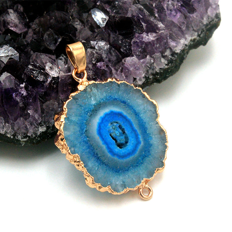 Wholesale 5pcs/packcrystal asymmetrical raw stone slice gold-plated necklace accessories