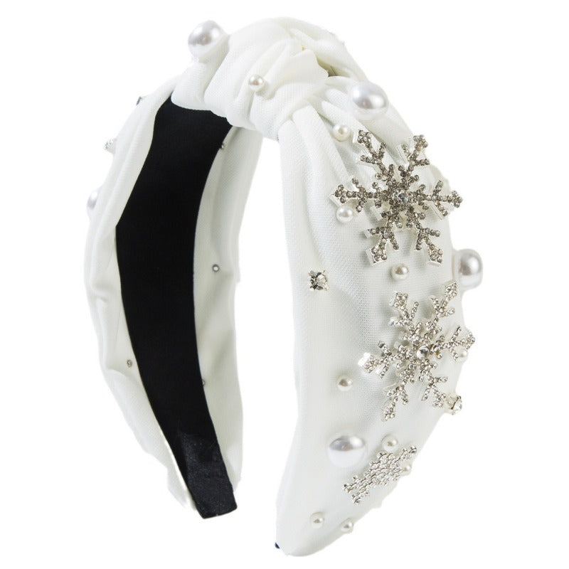 Wholesale Christmas Beaded Headband Inlaid Alloy Rhinestone Snowflake Headband