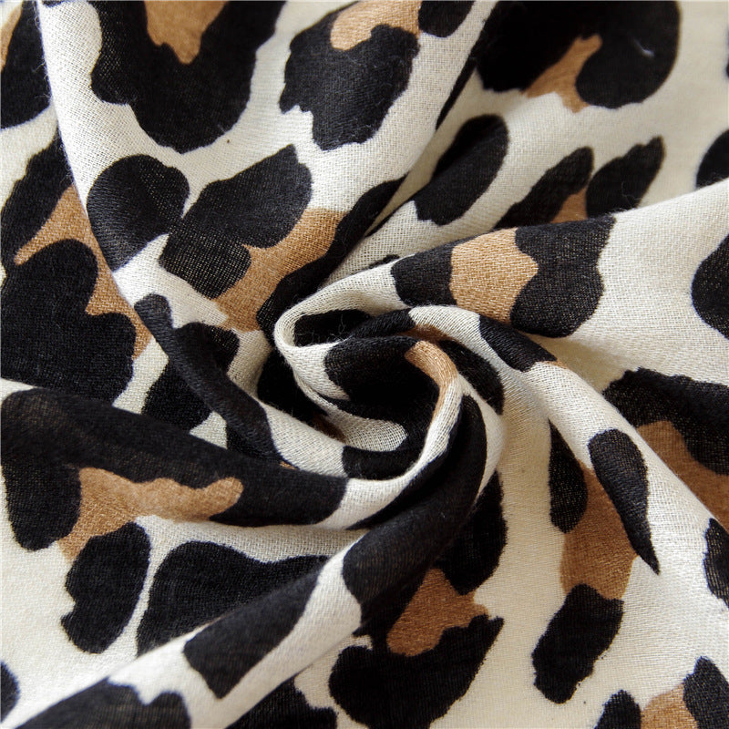 Wholesale Autumn and Winter Long Cotton and Linen Leopard Print Scarf