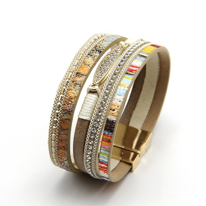 Wholesale Vintage Multi-layer Woven Bohemian Ethnic Style Magnetic Clasp Bracelet