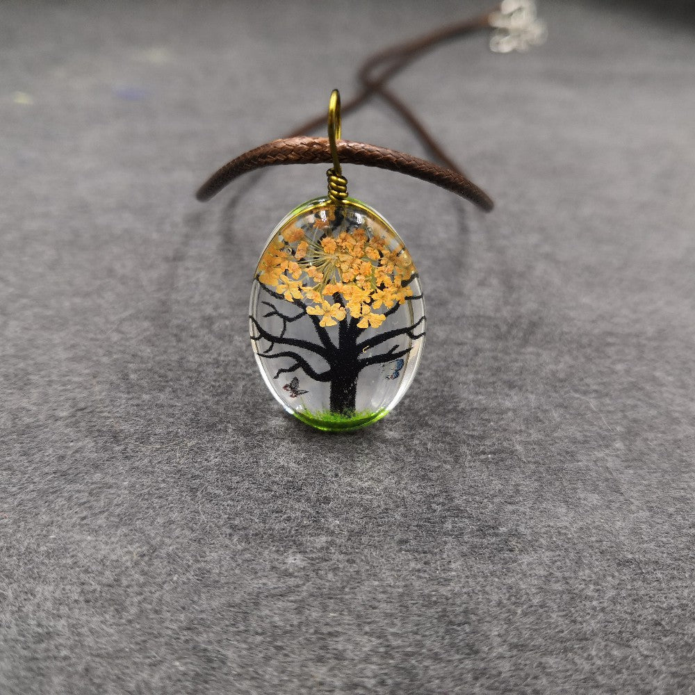 Wholesale Chic DIY Dried Flower Pendant Necklace Crystal Organic Glass Jewelry Accessory For Gift And Resale